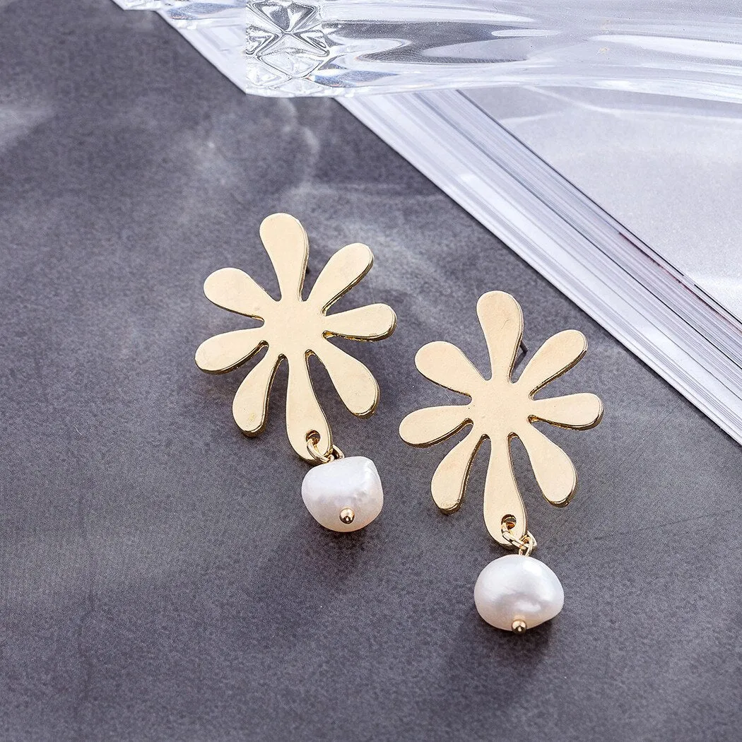 2022  New Arrival Gold Flower Earrings Jewelry Dangle Pendientes orecchini brincos earrings for Women aretes de mujer modernos