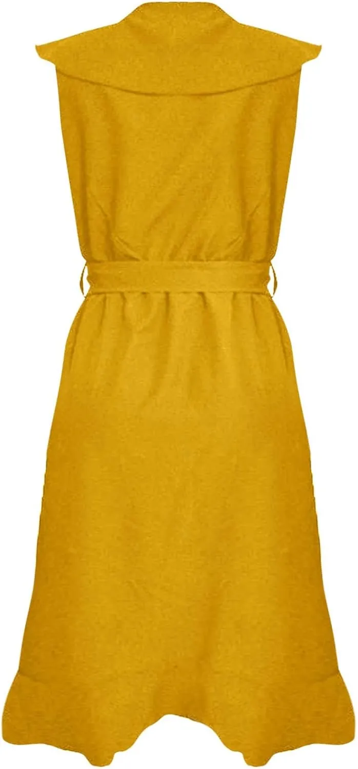 2025 Summer Dresses Women Wrap Midi Dress Casual Boho Deep Vneck Short Sleeve Ruffle Hem Split Beach Flowy Long Skirt