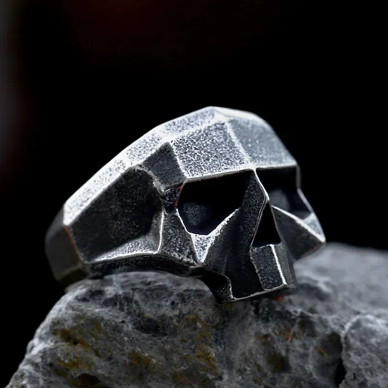 Anillos de calavera con doble cuchillo, brújula vikinga de acero inoxidable