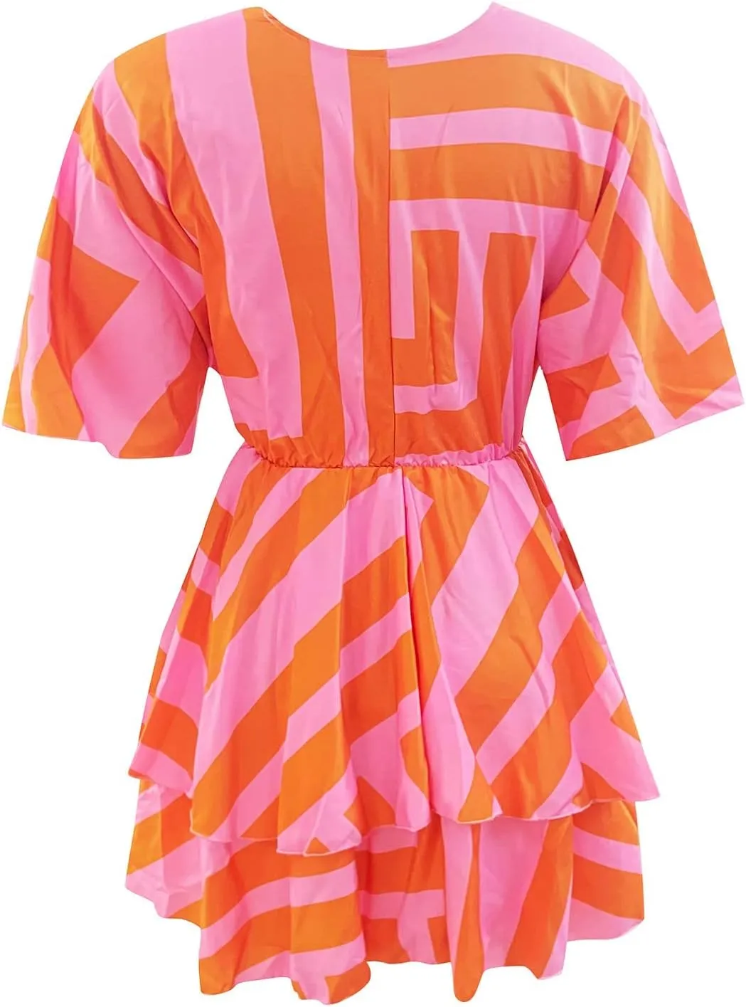 BAXLIMEK Beach Dresses for Women,2025 Elegant Deep V Neck Batwing Sleeve Mini Dress Flowy Ruched Tiered Print Vacation Dress