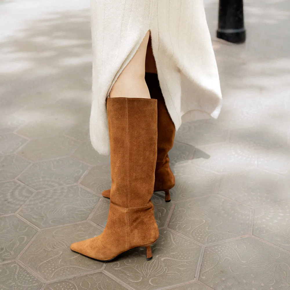 BOTA PEPA ANTE MARRÓN TACÓN MIDI 5CM