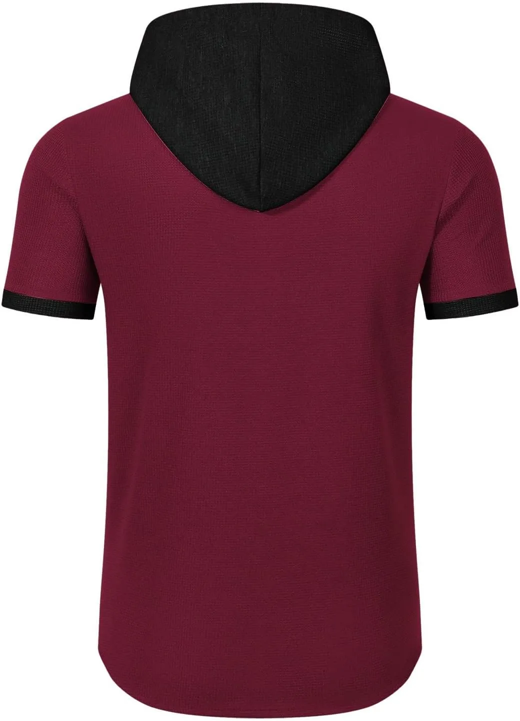 Button Down Hoodies for Men Casual Waffle Knit Short Sleeve Drawstring Hooded Shirt Lightweight Summer Polo Cardigan