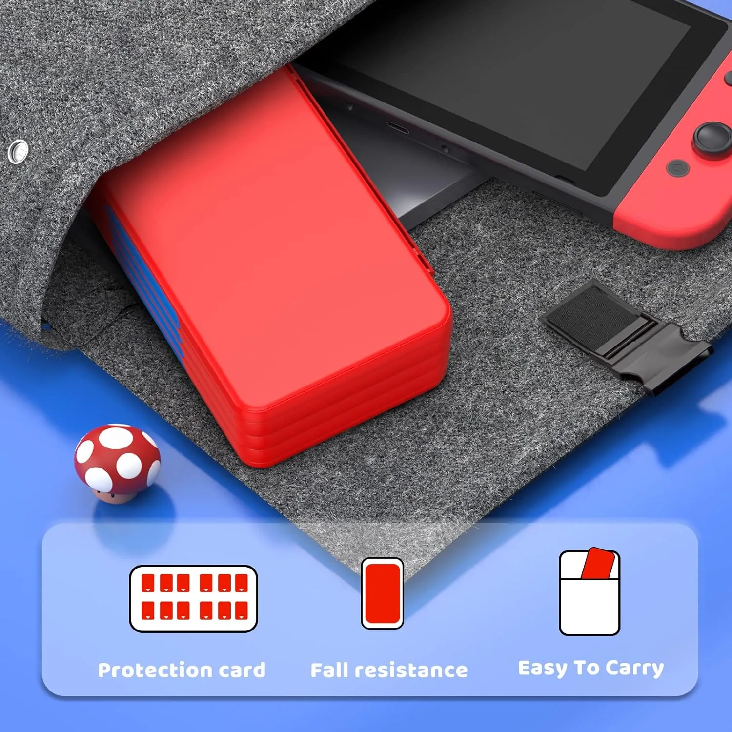 CYKOARMOR Switch Game Case for Nintendo Switch/Switch OLED, Switch Game Holder with 96 Games Card Slot&24 Micro SD Cartridge Slots, Storage Accessories Hard Shell Portable Cartridge Box, Red Blue
