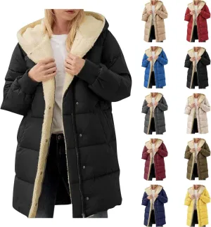 Dademeo Women's Puffer Parka Jacket Thicken Sherpa Fleece Lined Hooded Warm Coat with Pockets 2024 Winter Fashion Clothes