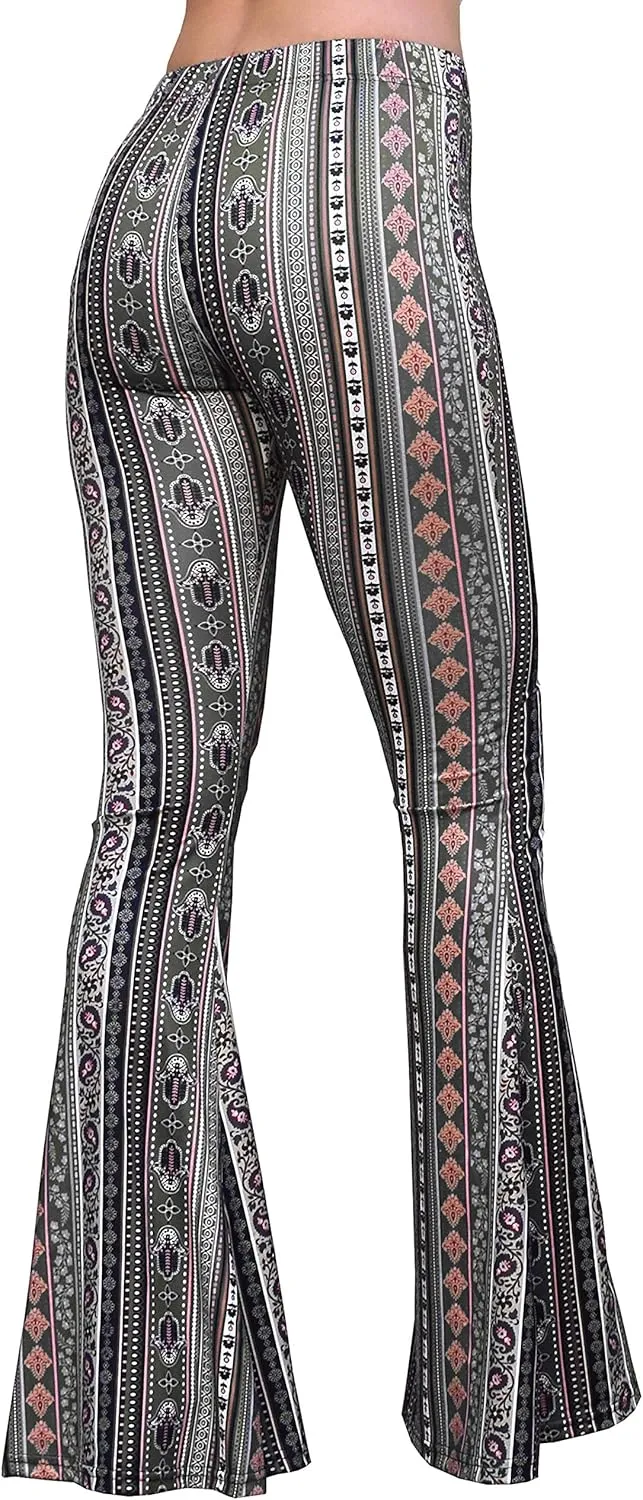 Daisy Del Sol High Waist Comfy Stretch Boho 70s Bell Bottom Fit to Flare Lounge Yoga Pants