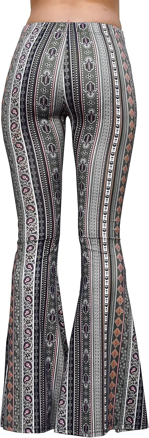 Daisy Del Sol High Waist Comfy Stretch Boho 70s Bell Bottom Fit to Flare Lounge Yoga Pants