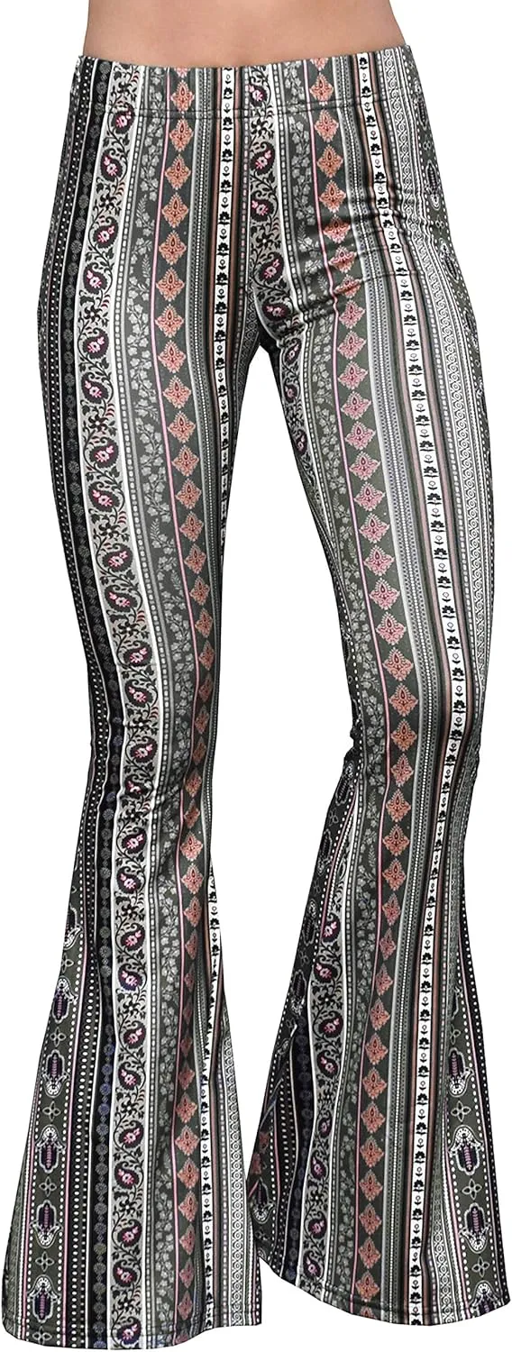 Daisy Del Sol High Waist Comfy Stretch Boho 70s Bell Bottom Fit to Flare Lounge Yoga Pants