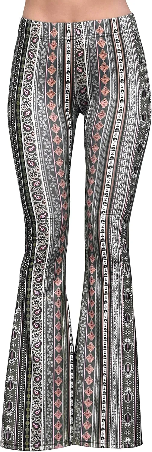 Daisy Del Sol High Waist Comfy Stretch Boho 70s Bell Bottom Fit to Flare Lounge Yoga Pants