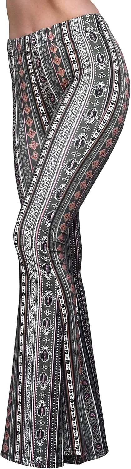 Daisy Del Sol High Waist Comfy Stretch Boho 70s Bell Bottom Fit to Flare Lounge Yoga Pants