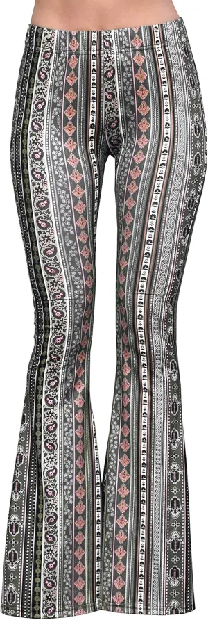 Daisy Del Sol High Waist Comfy Stretch Boho 70s Bell Bottom Fit to Flare Lounge Yoga Pants
