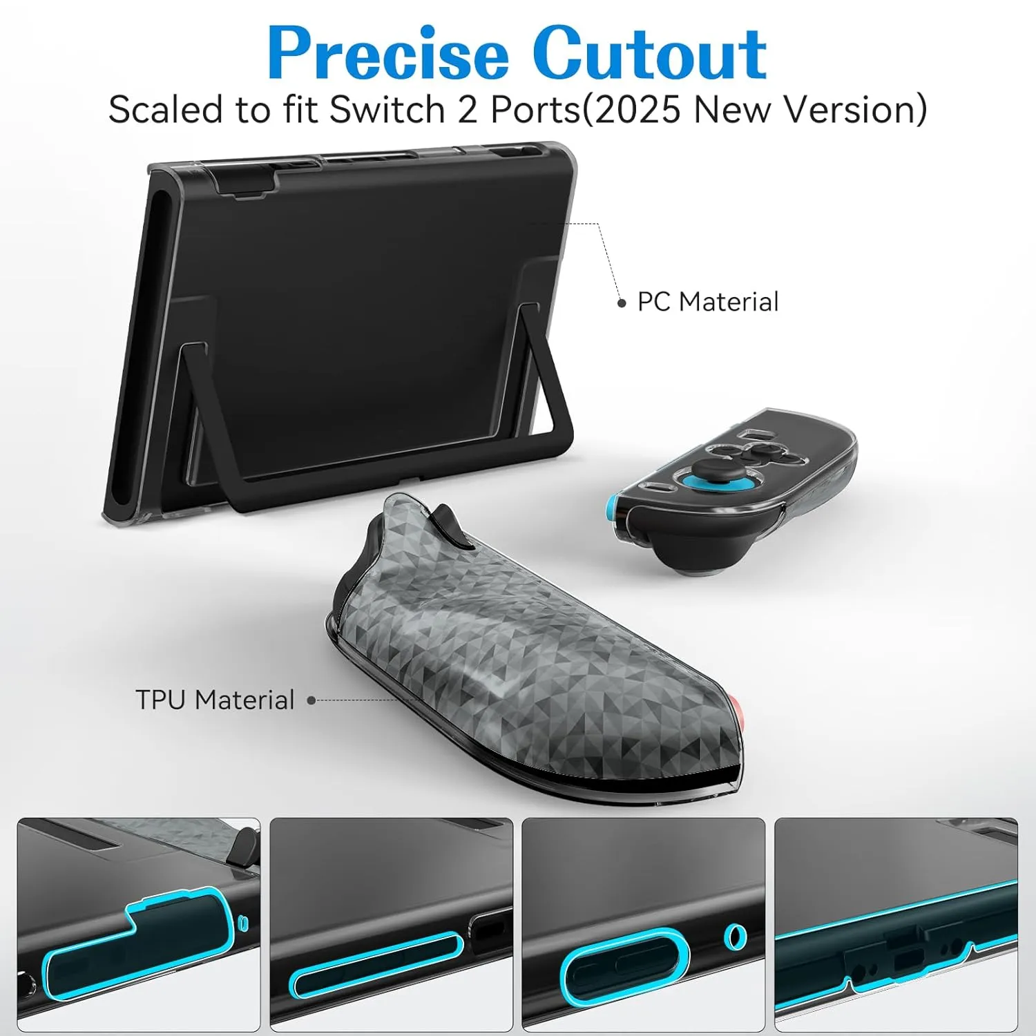ivoler Dockable Case for Nintendo Switch 2, Carrying Protective Case, Soft TPU Grip Cover for Joy-Con, Grip Cover with Shock-Absorption, Anti-Scratch- Black
