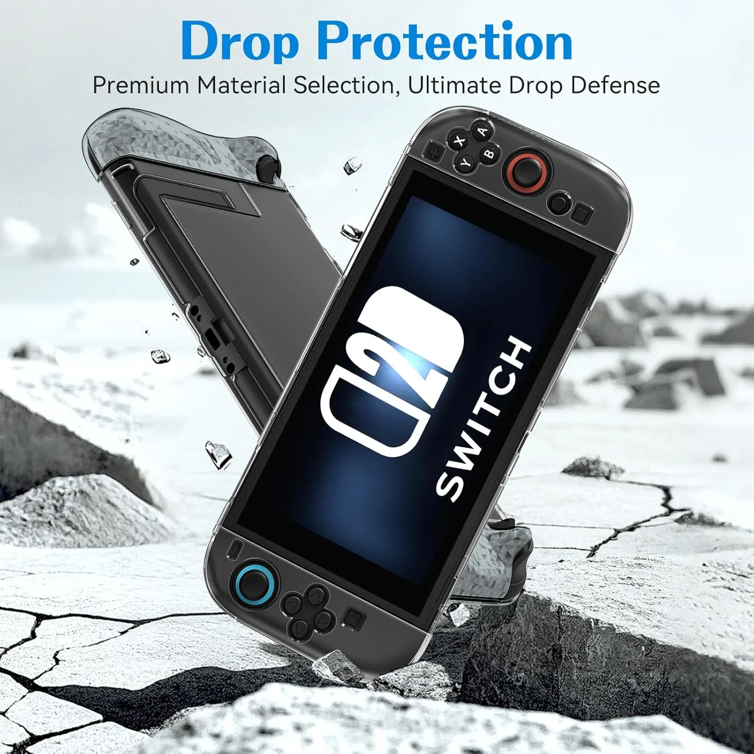 ivoler Dockable Case for Nintendo Switch 2, Carrying Protective Case, Soft TPU Grip Cover for Joy-Con, Grip Cover with Shock-Absorption, Anti-Scratch- Black