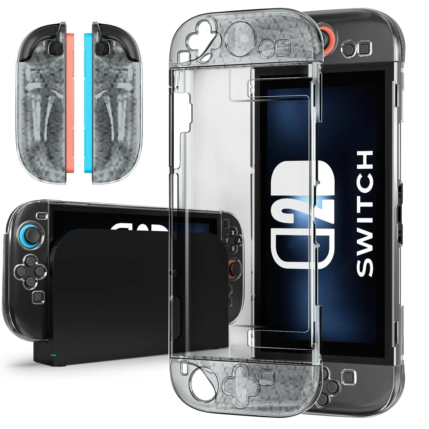 ivoler Dockable Case for Nintendo Switch 2, Carrying Protective Case, Soft TPU Grip Cover for Joy-Con, Grip Cover with Shock-Absorption, Anti-Scratch- Black
