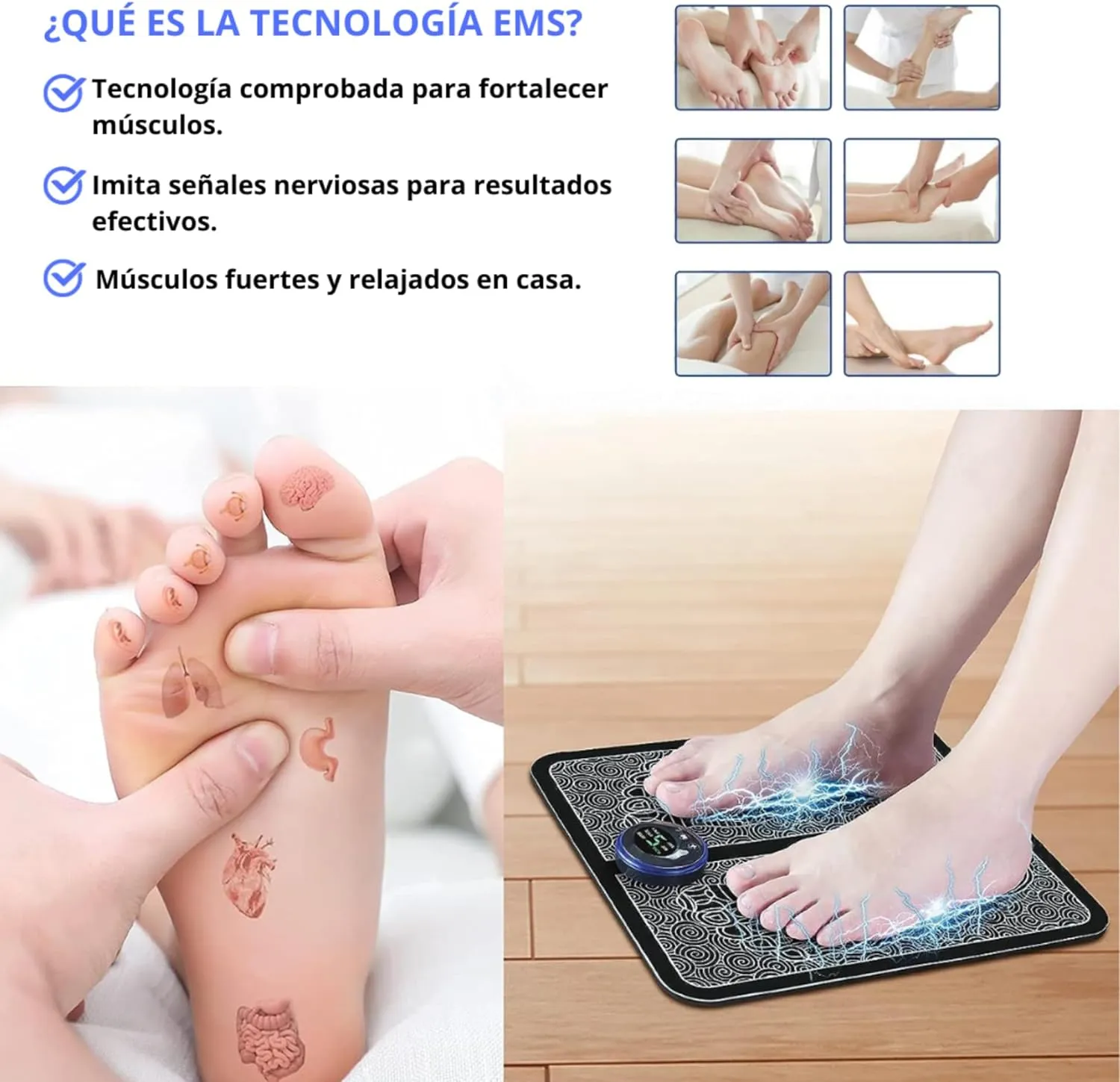Masajeador eléctrico de pies EMS, Terapia de acupuntura de pies | BronFit©