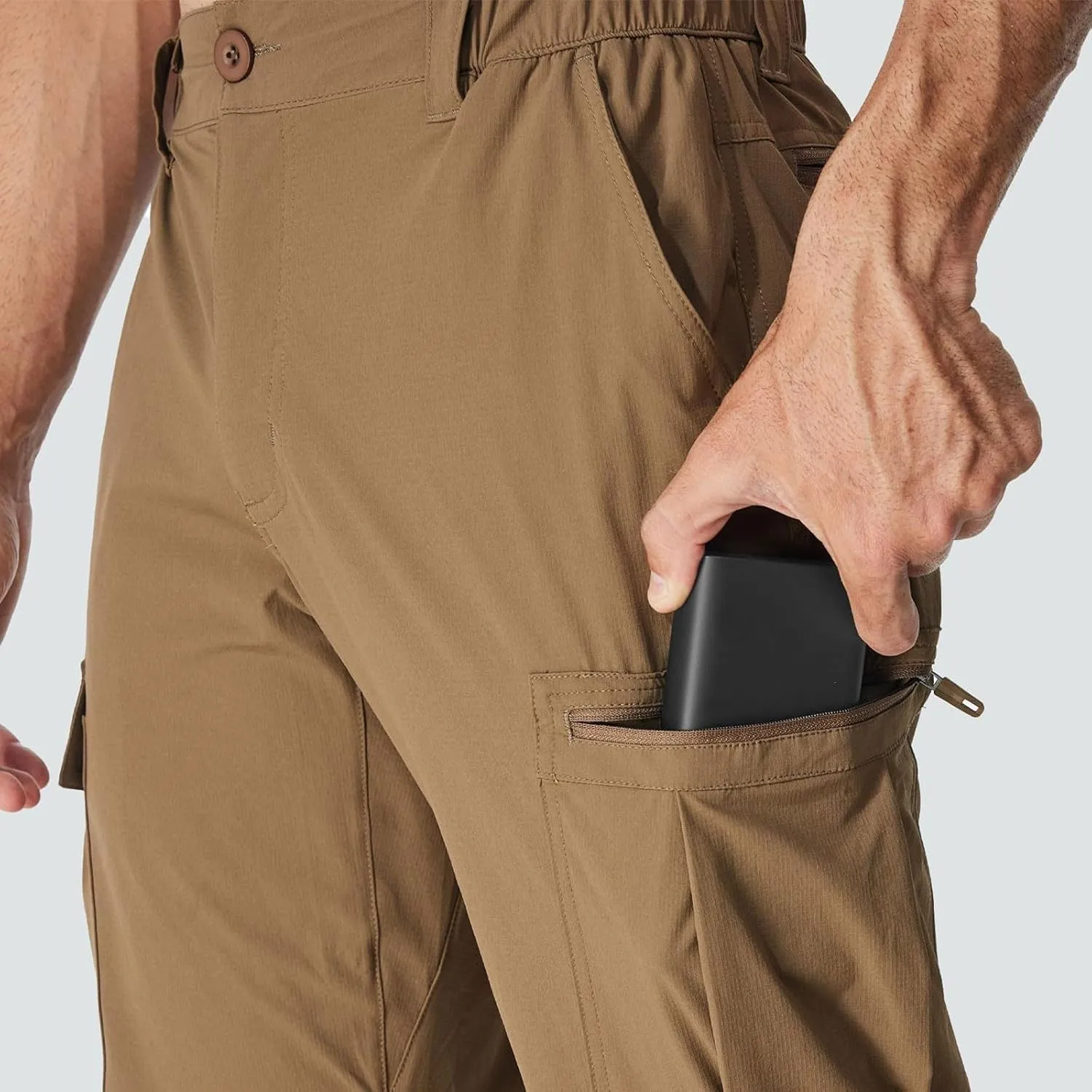Men Cargo Pants Tactical Stretch Waist Elastic Stretch Casual with Pockets Hiking Summer Trousers