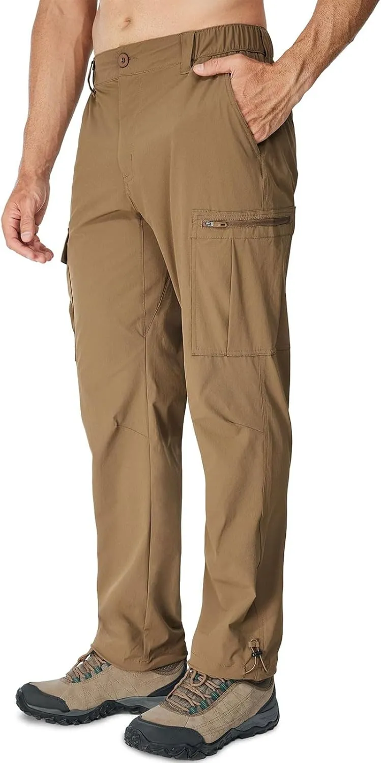 Men Cargo Pants Tactical Stretch Waist Elastic Stretch Casual with Pockets Hiking Summer Trousers