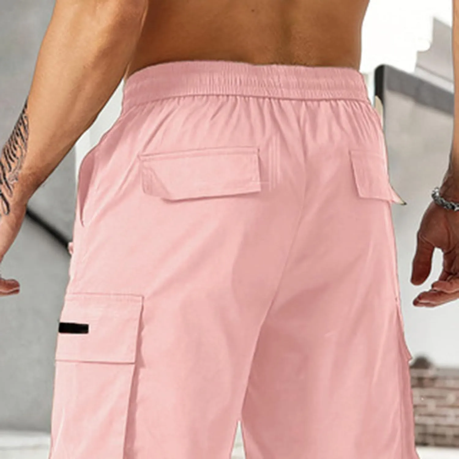 Mens Cargo Shorts Lightweight Stretch Hiking Short Gym Casual Shorts Elastic Waistband 6 Pockets