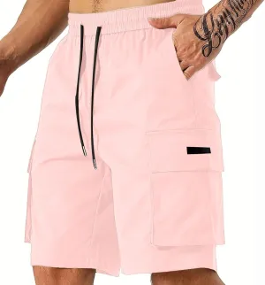 Mens Cargo Shorts Lightweight Stretch Hiking Short Gym Casual Shorts Elastic Waistband 6 Pockets