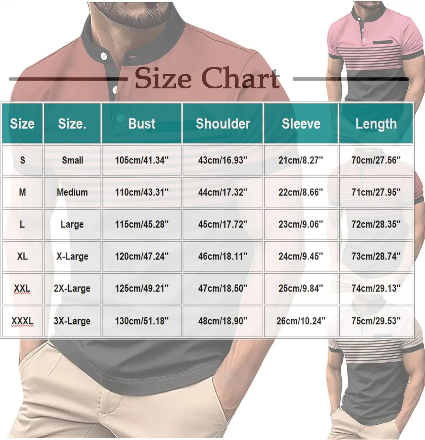 Men's Classic fit Polo Shirts Short Sleeve Fashion Golf Shirt Casual Striped Slim Fit Buttoned Henley T-Shirts