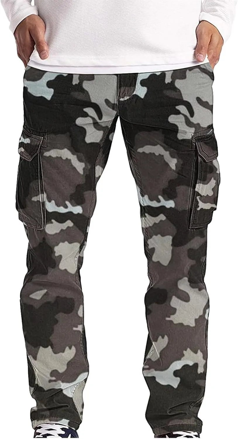 Mens Lightweight Cargo Pants Waterproof Hiking Big and Tall Gym Cotton Workout Sweatpants Trousers