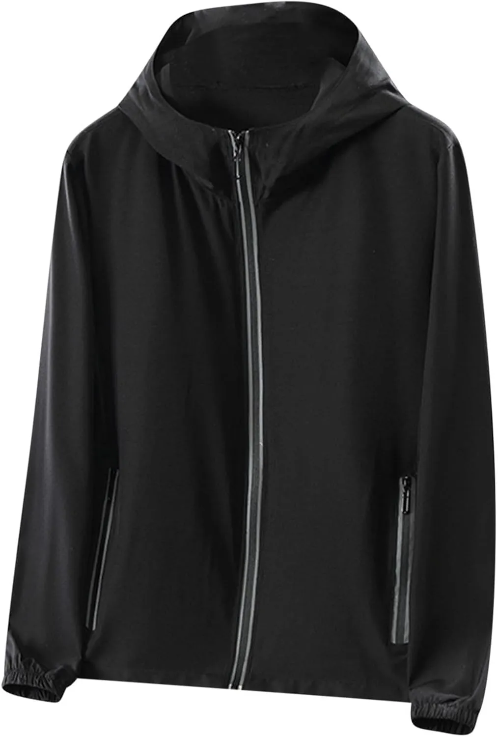 Mens Quick Dry Long Sleeve Full Zip Hoodie UPF 50  Light Jacket Athletic Running Sun Protection Hooded Jackets