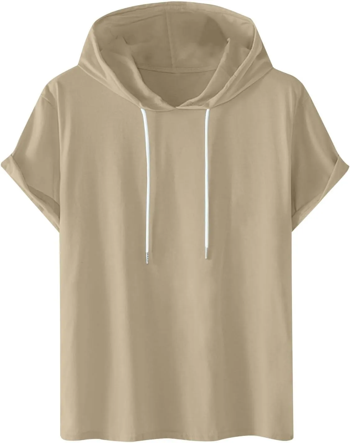 Men's Short Sleeve Hoodie Cotton Lightweight Pullover Summer Casual Hooded Sweatshirts Casual Stylish Workout T Shirt