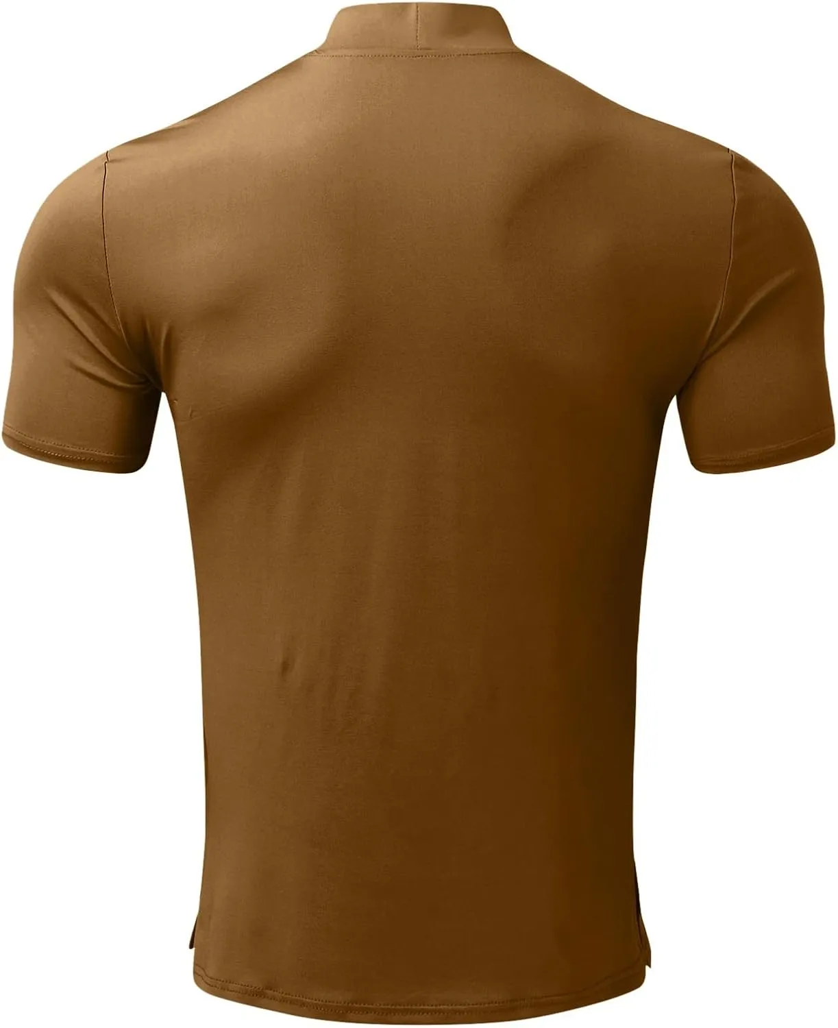 Men's Summer Mock Turtleneck T Shirt Solid High Collar Short Sleeve Tops Basic Slim Undershirt Tees