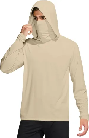 Men's UPF 50  Sun Protection Shirt with Mask Lightweight Long Sleeve Hooded Cooling Hiking Fishing Performance Shirts