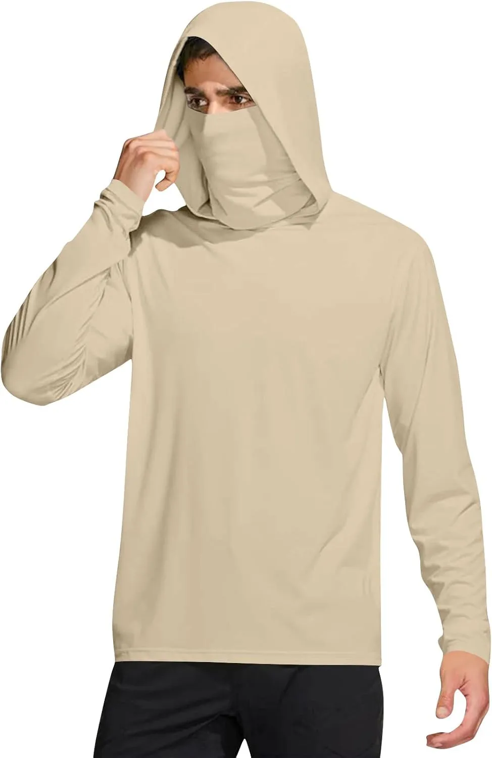 Men's UPF 50  Sun Protection Shirt with Mask Lightweight Long Sleeve Hooded Cooling Hiking Fishing Performance Shirts