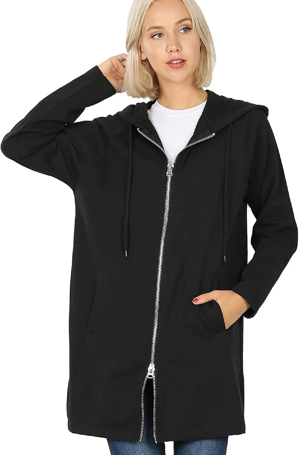 MixMatchy Women's Casual Oversized Loose Fit Long Sleeve Zip Up Pullover Hoodie Tunic Fall Sweatshirt Jacket (S-3X)
