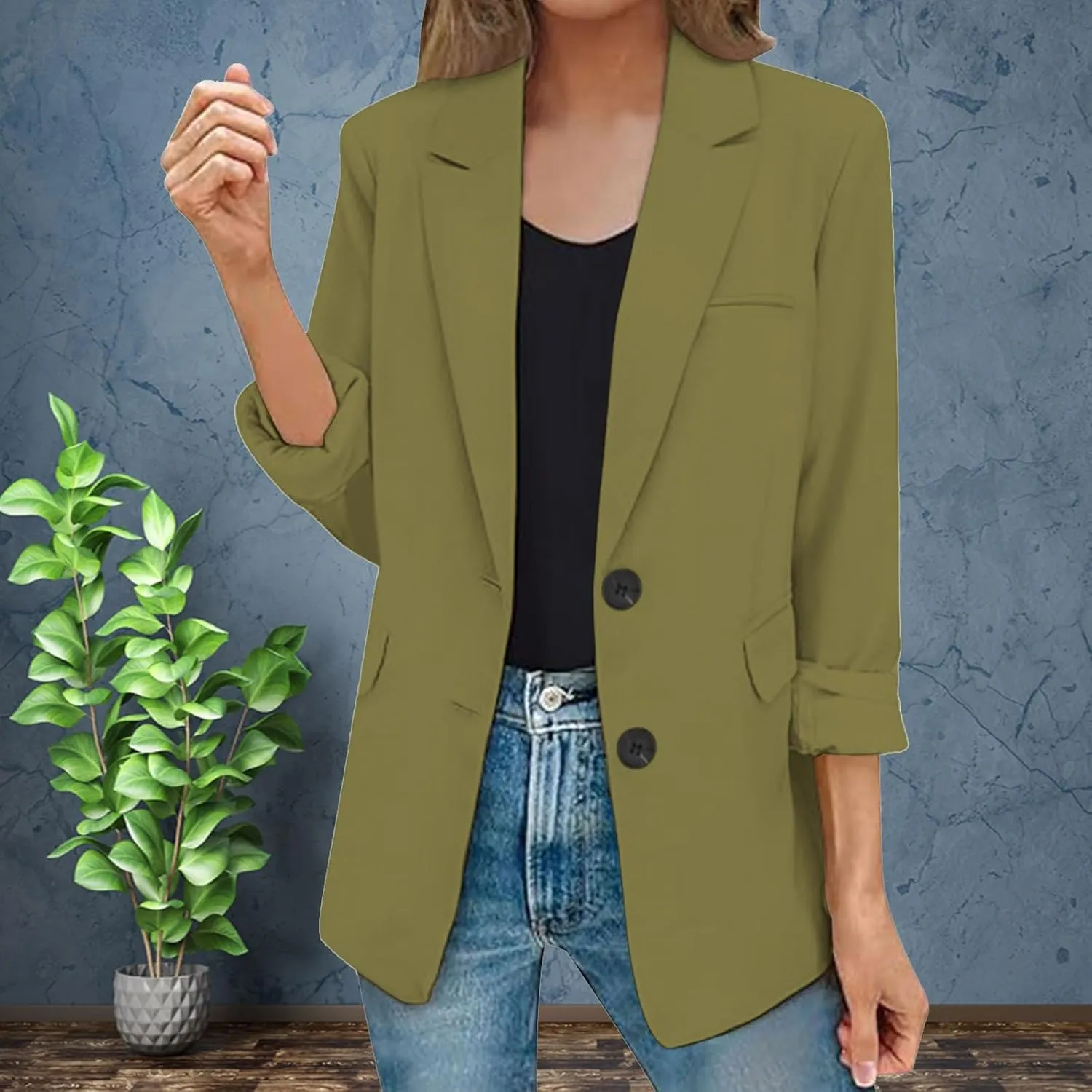 Oversized Blazers for Women 2025 Fashion Business Work Casual Suit Jacket Long Sleeve Open Front Buttons Lapel Coat