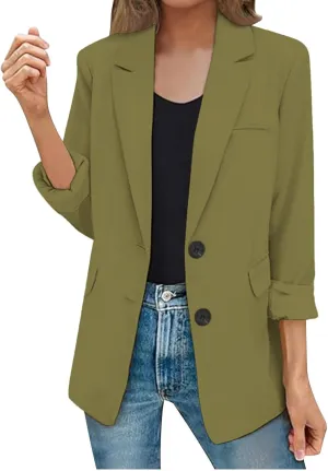 Oversized Blazers for Women 2025 Fashion Business Work Casual Suit Jacket Long Sleeve Open Front Buttons Lapel Coat