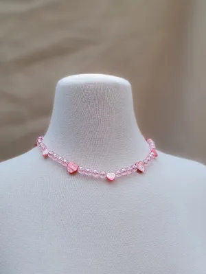 Pink Nacre Hearts – Y2K Love Choker Handmade in Puerto Rico