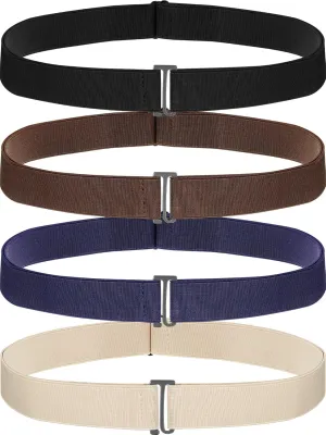 SATINIOR 2/3/4 Pack Women Elastic Stretch Belt Invisible Belts with Flat Buckle for Jeans Pants Dresses