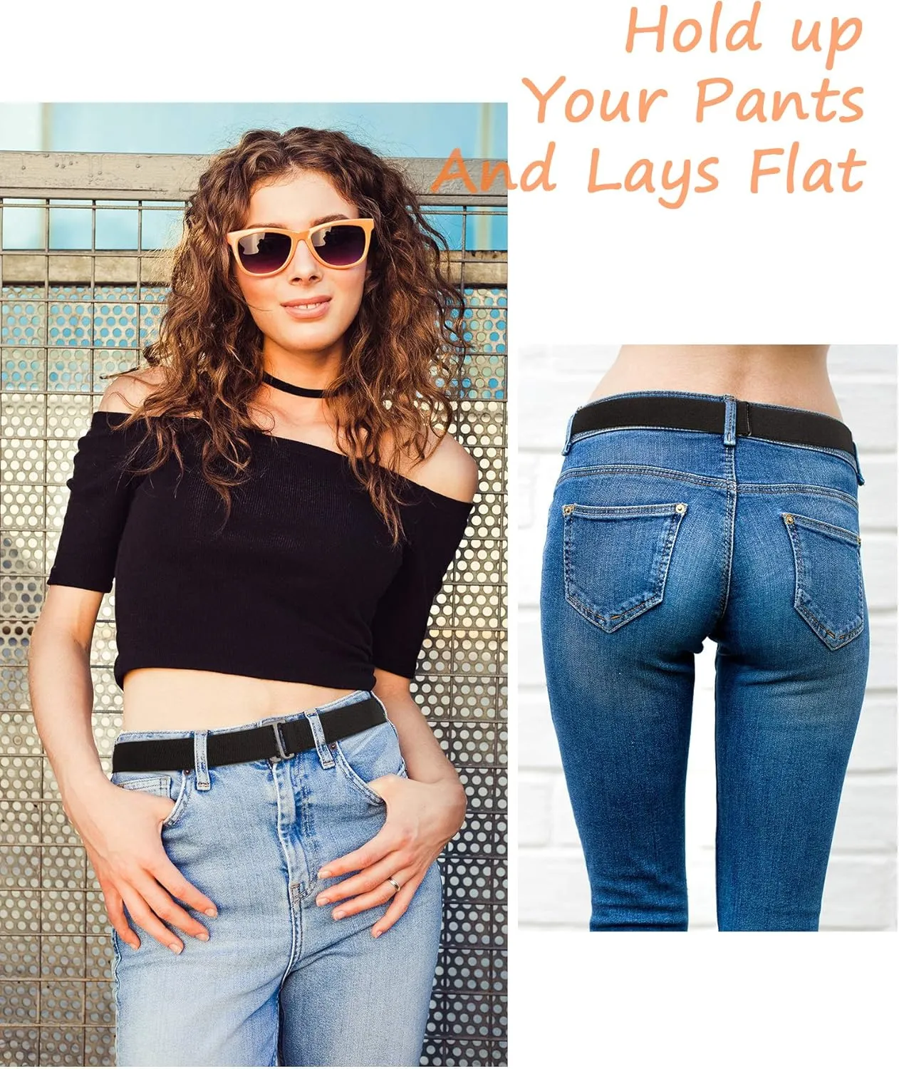 SATINIOR 2/3/4 Pack Women Elastic Stretch Belt Invisible Belts with Flat Buckle for Jeans Pants Dresses
