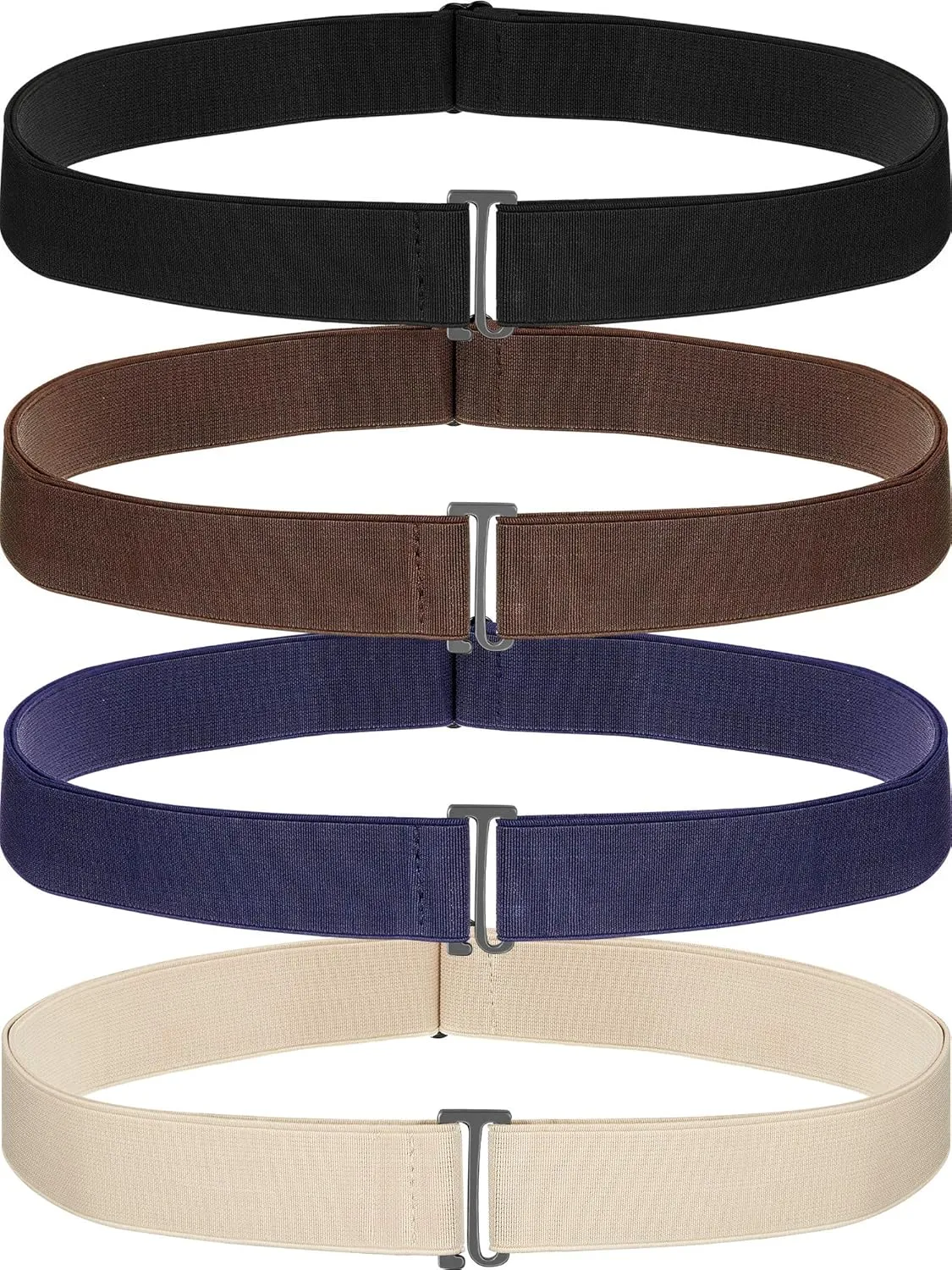 SATINIOR 2/3/4 Pack Women Elastic Stretch Belt Invisible Belts with Flat Buckle for Jeans Pants Dresses