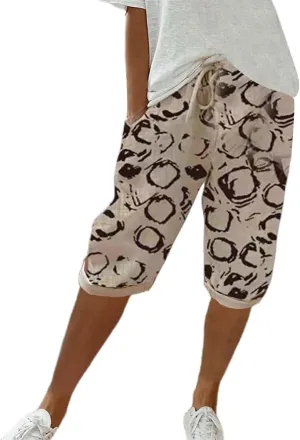SHAOBGE Summer Pants for Women 2024 Women's Knee Length Short Pants Ladies Loose Drawstring Casual Trendy Pants