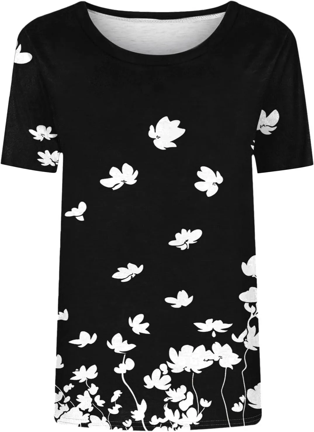 Summer Tops for Women 2025 Trendy Feather Print Tee Shirts Short Sleeve Casual T-Shirt Loose Fit Blouse