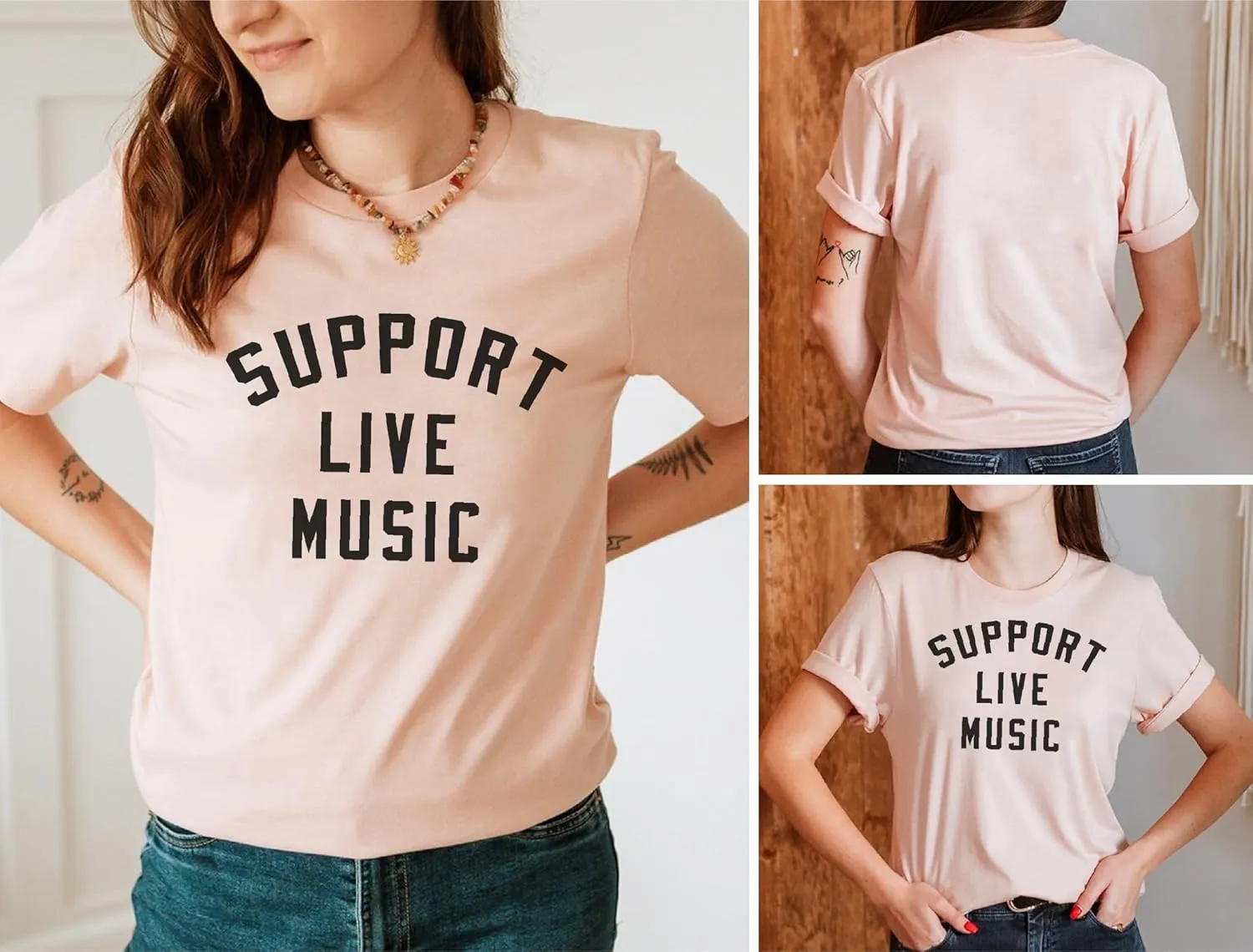 Support Live Music Shirt Support Local Music Concert Festival Local Bands T-Shirt Casual Women Shirts
