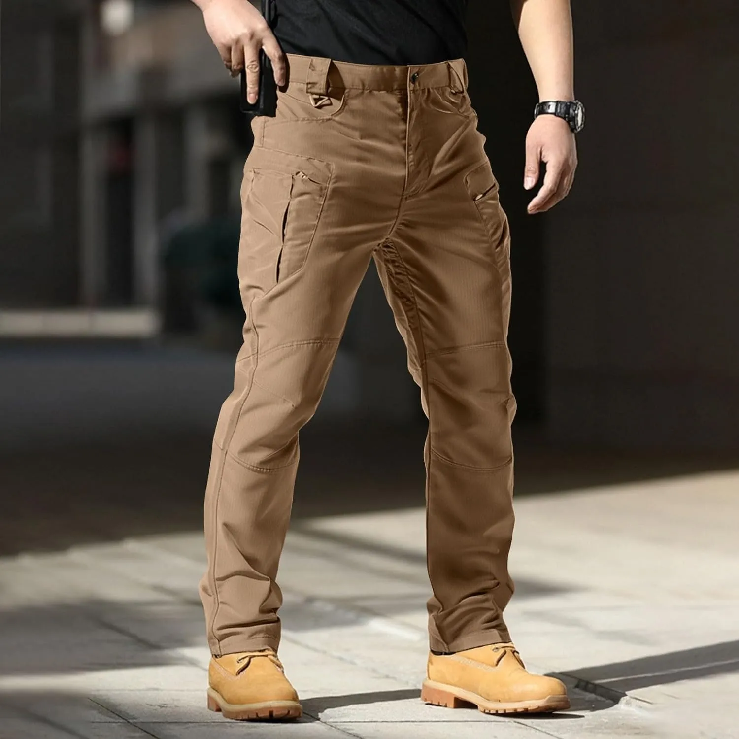 Tactical Cargo Pants for Men Ripstop Relaxed Fit Chino Work Pants Flexcamo - Waterproof Hiking Pants Multi Pockets