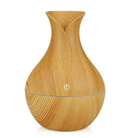 Umidificador De Ar Aromaterapia 130ml Difusor Ultrassônico Portátil Estilo Madeira Led