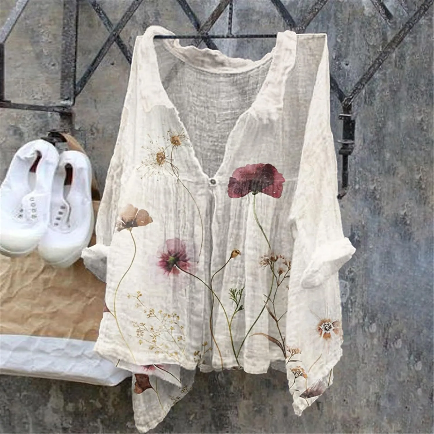 White Button Down Shirt Women Natural Autumn Fragrant Fabric Shirt Party Tops for Women Womens Work Tops Western