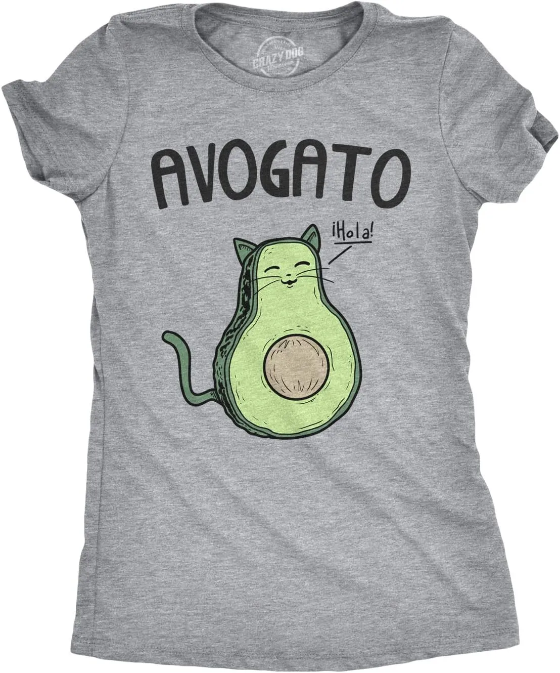 Womens Avogato Funny T Shirt Avocado Cat Cute Face Graphic Novelty Tee for Girls
