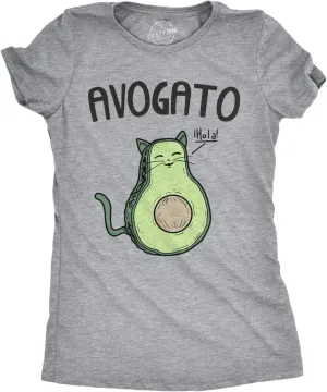 Womens Avogato Funny T Shirt Avocado Cat Cute Face Graphic Novelty Tee for Girls