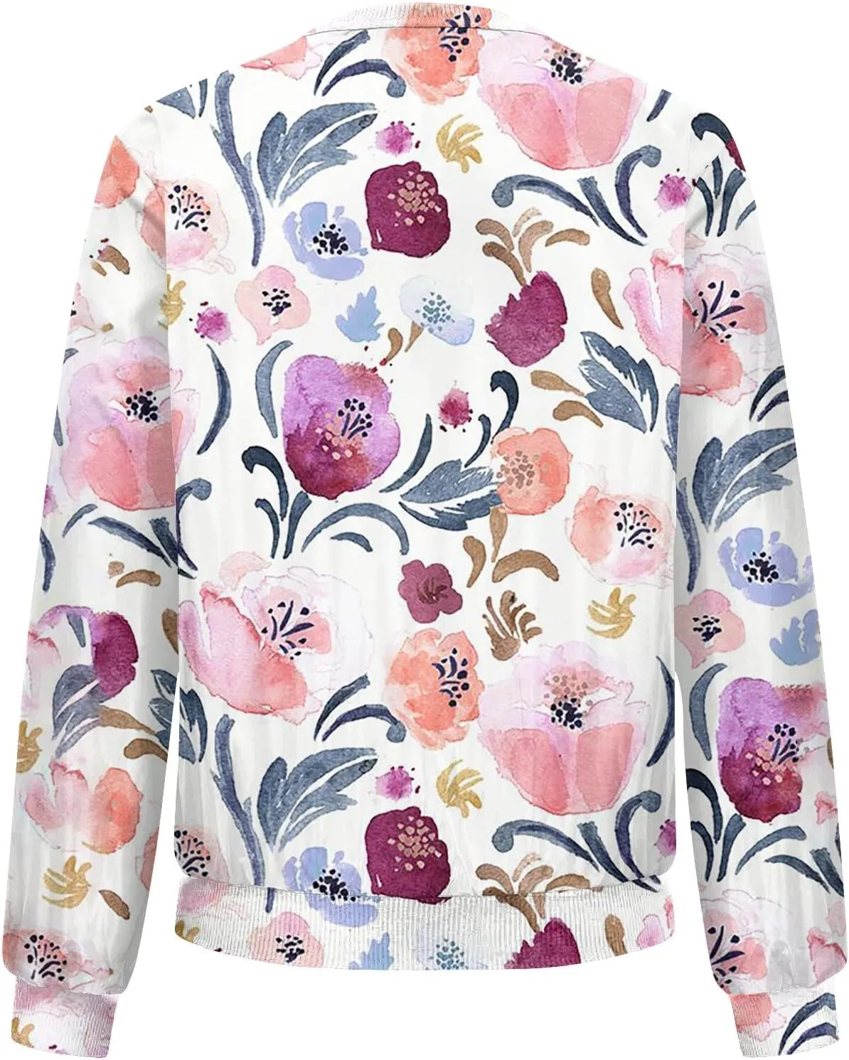 Women's Bomber Jacket Long Sleeve Casual Coat Zip Up Outerwear Windbreaker with Pockets