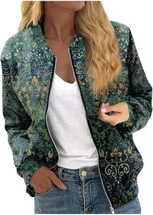 Women's Casual Bomber Jacket Lightweight Windbreaker Jackets Long Sleeve Windproof Spring Fall Jackets with Pockets