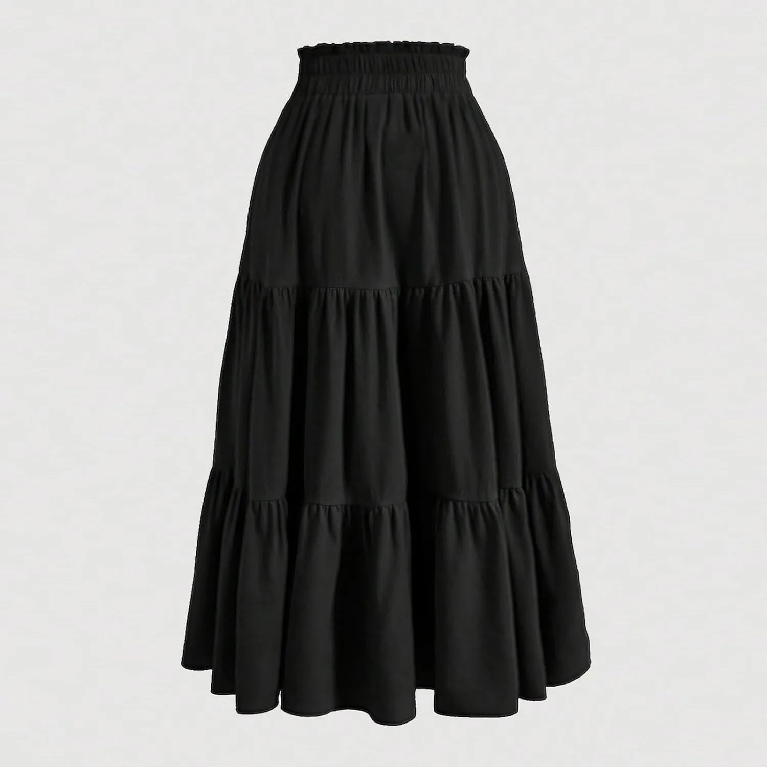 Womens Elastic High Waist Midi Skirt Flowy Ruffle Tie Front A Line Skirts Casual Summer Trendy Floral Tiered Skirt