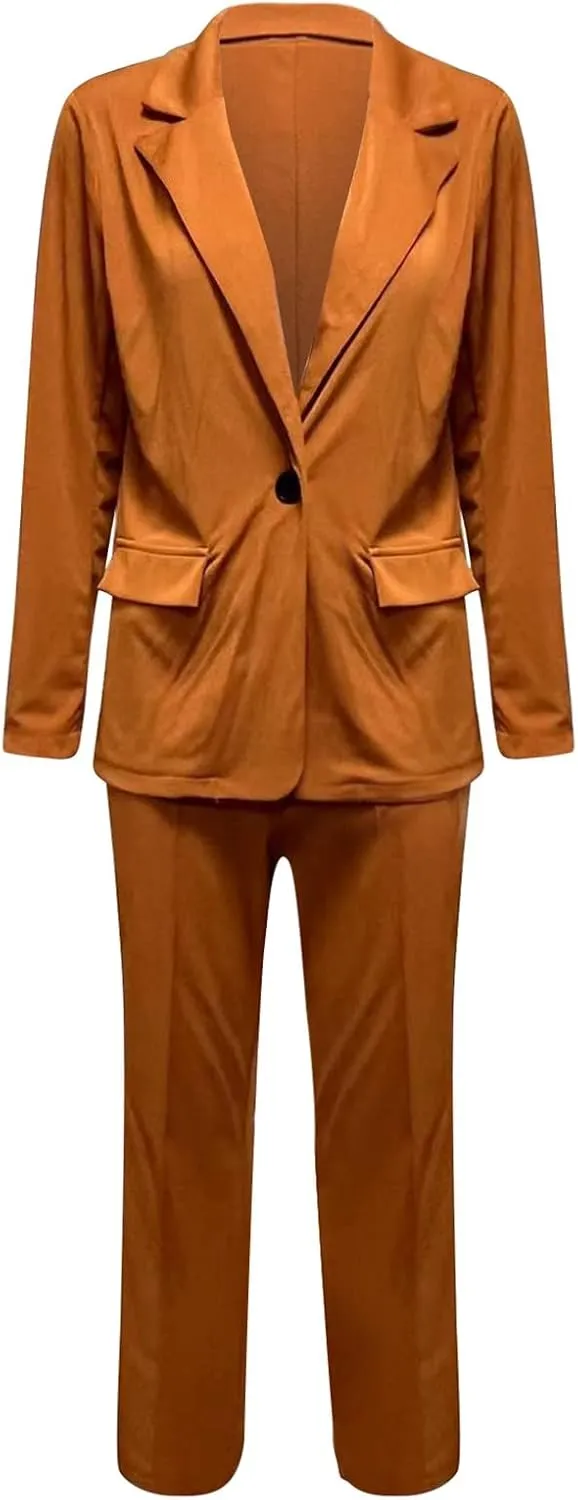 Womens Pant Suits Dressy Casual Two Piece Set Velvet Blazer and Pants Set Fashion Loose Party Prom Business Wedding Suits
