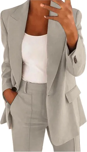 Womens Pant Suits Dressy Casual Two Piece Set Velvet Blazer and Pants Set Fashion Loose Party Prom Business Wedding Suits